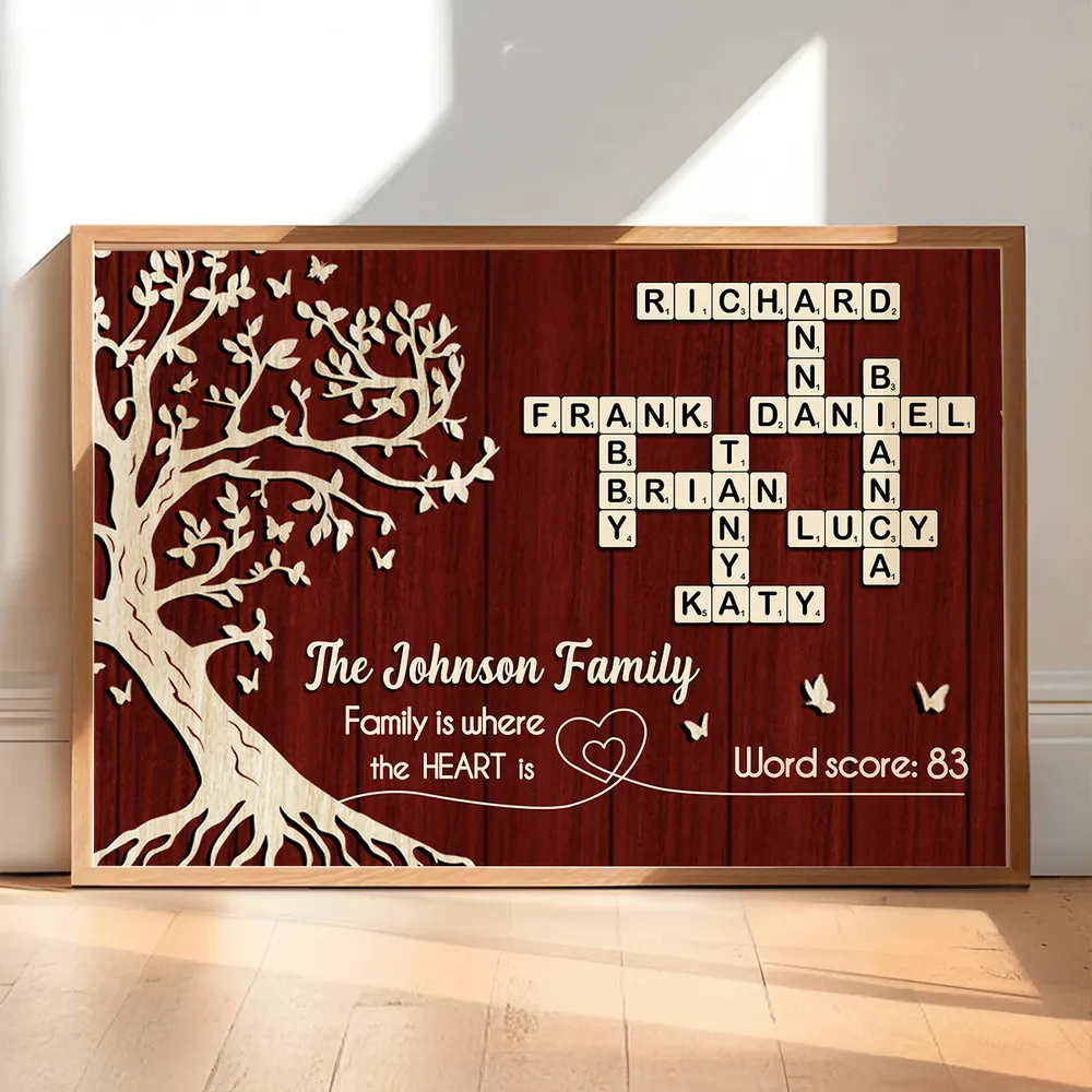 Custom Family Crossword Poster Wall Art – Personalized Names on Tree of Life, Heartwarming Gift for Parents - Image 6