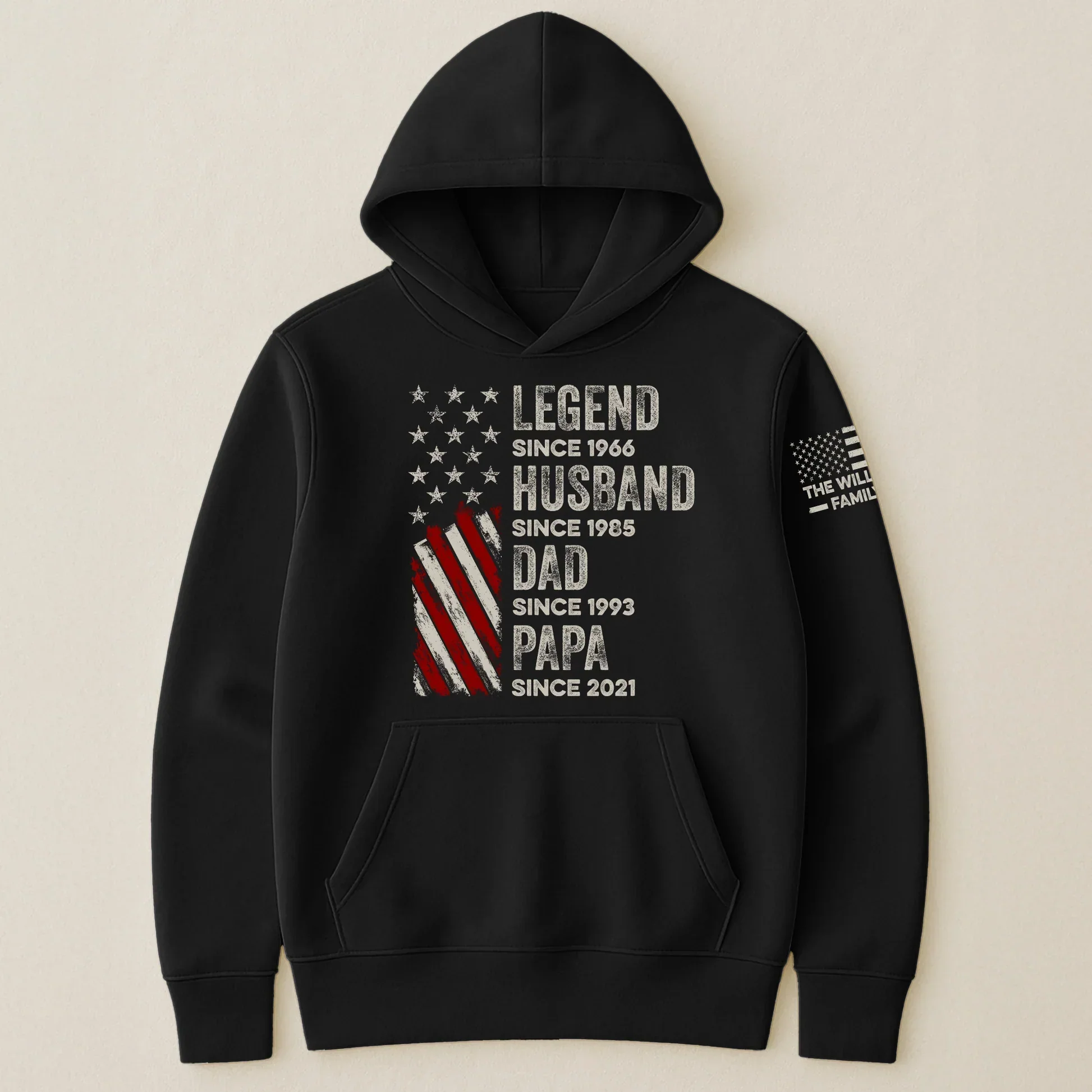 Personalized Legend Husband Dad Grandpa Hoodie with American Flag Design – Cozy Custom Gift for a Proud Family Man - Image 5