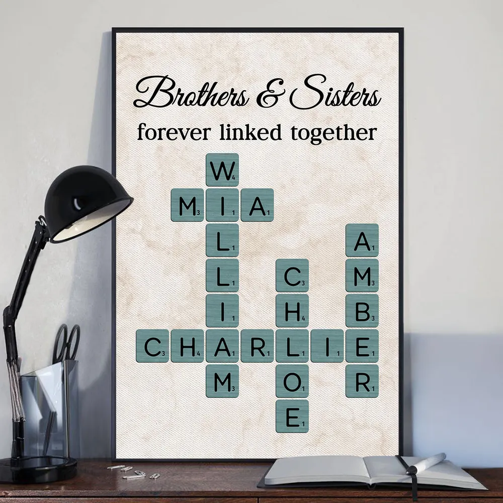 Personalized Poster with Brothers & Sisters Linked Crossword Art, Unique Gift for Siblings and Family - Image 10