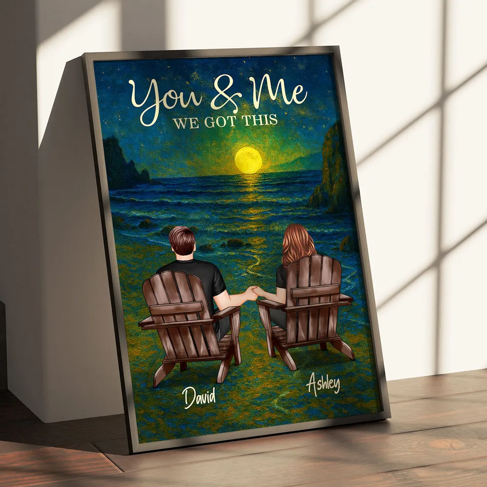 Personalized Poster for Couple with Sunset Beach Scene, Romantic You & Me Art, Unique Gift for Husband, Wife or Partner - Image 2