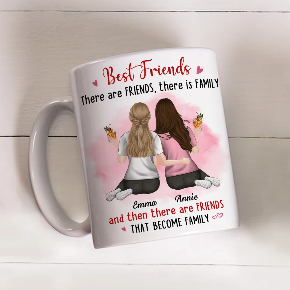 Best Friends White Ceramic Mug Personalized for Two Friends That Become Family, Cute Everyday Coffee Gift - Image 3