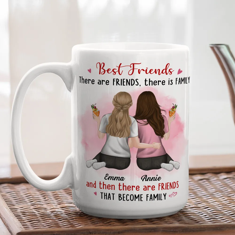 Best Friends White Ceramic Mug Personalized for Two Friends That Become Family, Cute Everyday Coffee Gift - Image 5
