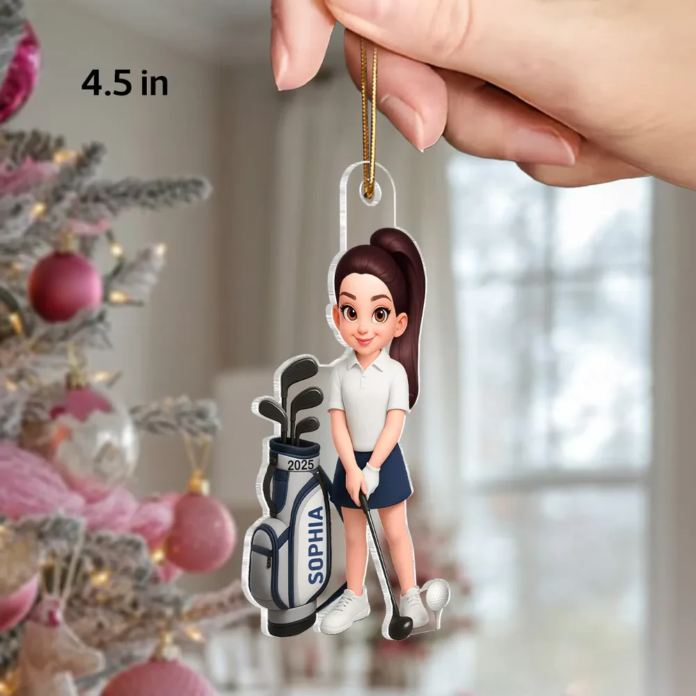 Personalized Acrylic Ornament Golf Couple Design for Golfers – Cute Custom Keepsake & Unique Holiday Gift - Image 2
