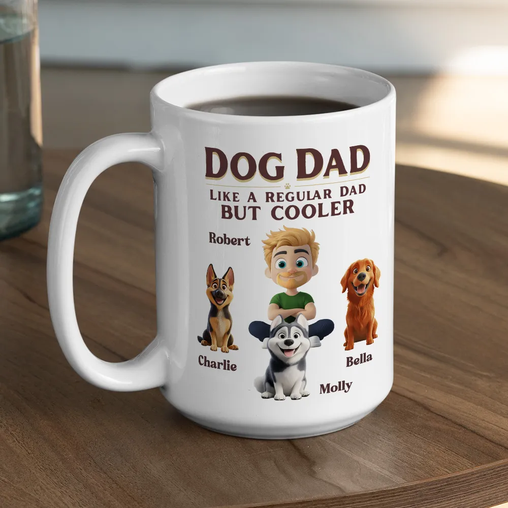 Personalized Dog Mom White Ceramic Mug with Cute Cartoon Portrait, Fun Everyday Coffee Cup, Unique Gift for Cool Pet Moms - Image 3