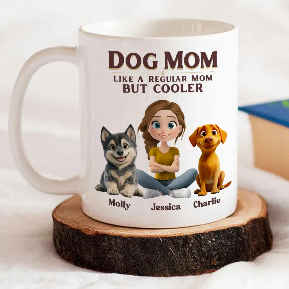 Personalized Dog Mom White Ceramic Mug with Cute Cartoon Portrait, Fun Everyday Coffee Cup, Unique Gift for Cool Pet Moms - Image 7