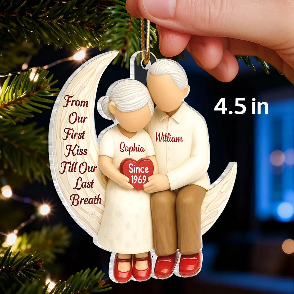 Personalized Crescent Moon Couple Ornament — A Sweet Keepsake Celebrating a Lifetime of Love - Image 2