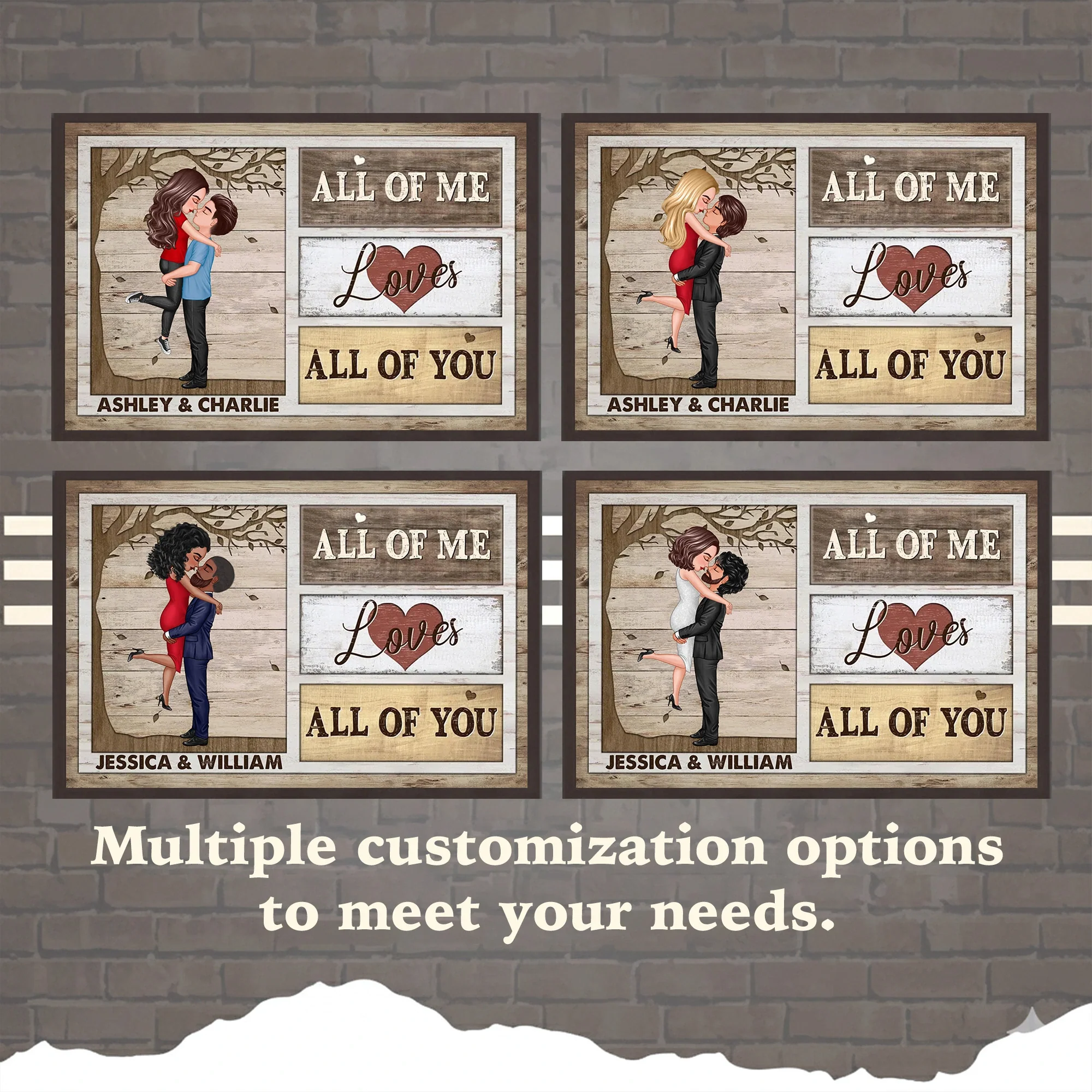 Custom Couple Poster All Of Me Loves All Of You Modern Romantic Wall Art Unique Gift For Anniversary Birthday Or Christmas - Image 4