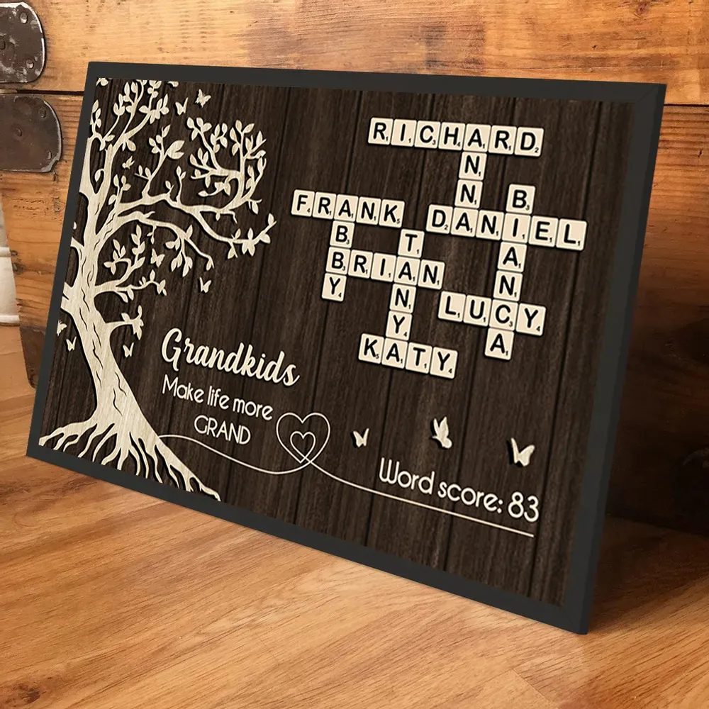 Personalized Grandkids Poster with Family Tree & Crossword Names – Custom Wall Art Gift for Grandma & Grandpa, Unique Home Decor Keepsake - Image 11