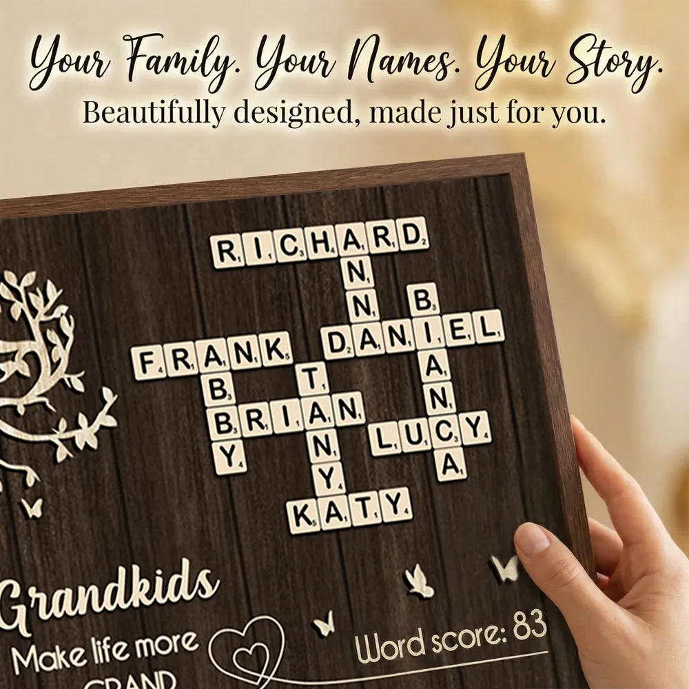 Personalized Grandkids Poster with Family Tree & Crossword Names – Custom Wall Art Gift for Grandma & Grandpa, Unique Home Decor Keepsake - Image 12