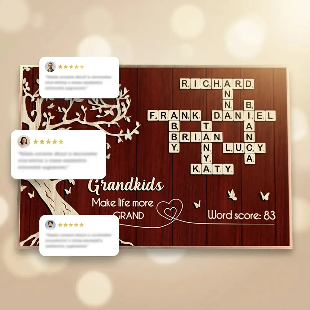Personalized Grandkids Poster with Family Tree & Crossword Names – Custom Wall Art Gift for Grandma & Grandpa, Unique Home Decor Keepsake - Image 7