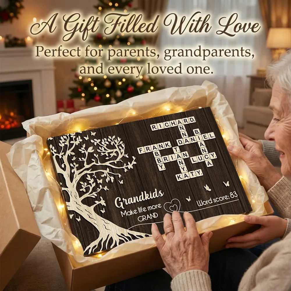 Personalized Grandkids Poster with Family Tree & Crossword Names – Custom Wall Art Gift for Grandma & Grandpa, Unique Home Decor Keepsake - Image 8