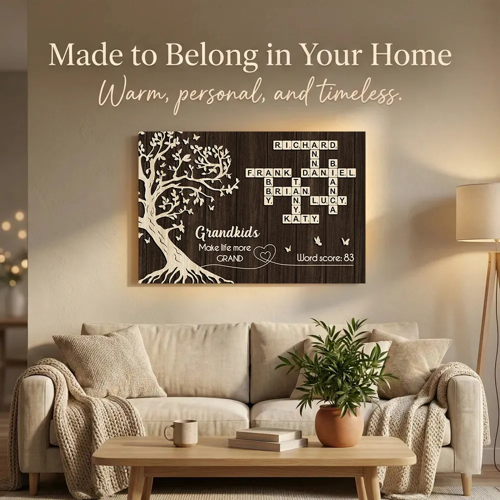 Personalized Grandkids Poster with Family Tree & Crossword Names – Custom Wall Art Gift for Grandma & Grandpa, Unique Home Decor Keepsake - Image 9