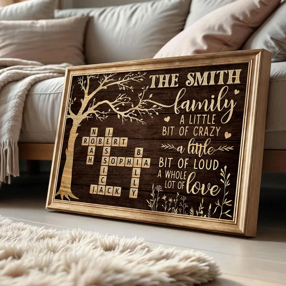 Custom Family Tree Poster with Name Crossword, Warm Wall Art Keepsake, Meaningful Housewarming or Christmas Gift - Image 2