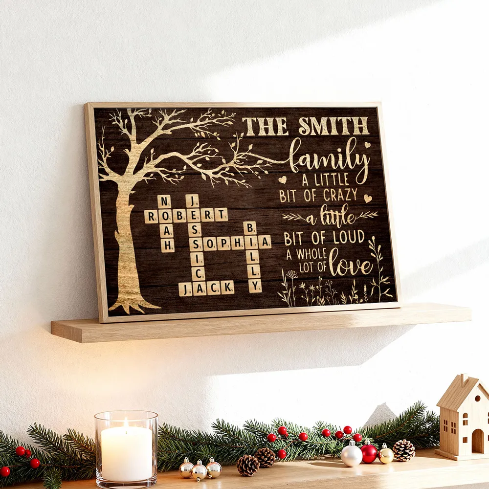 Custom Family Tree Poster with Name Crossword, Warm Wall Art Keepsake, Meaningful Housewarming or Christmas Gift - Image 5