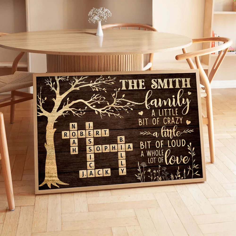 Custom Family Tree Poster with Name Crossword, Warm Wall Art Keepsake, Meaningful Housewarming or Christmas Gift - Image 8