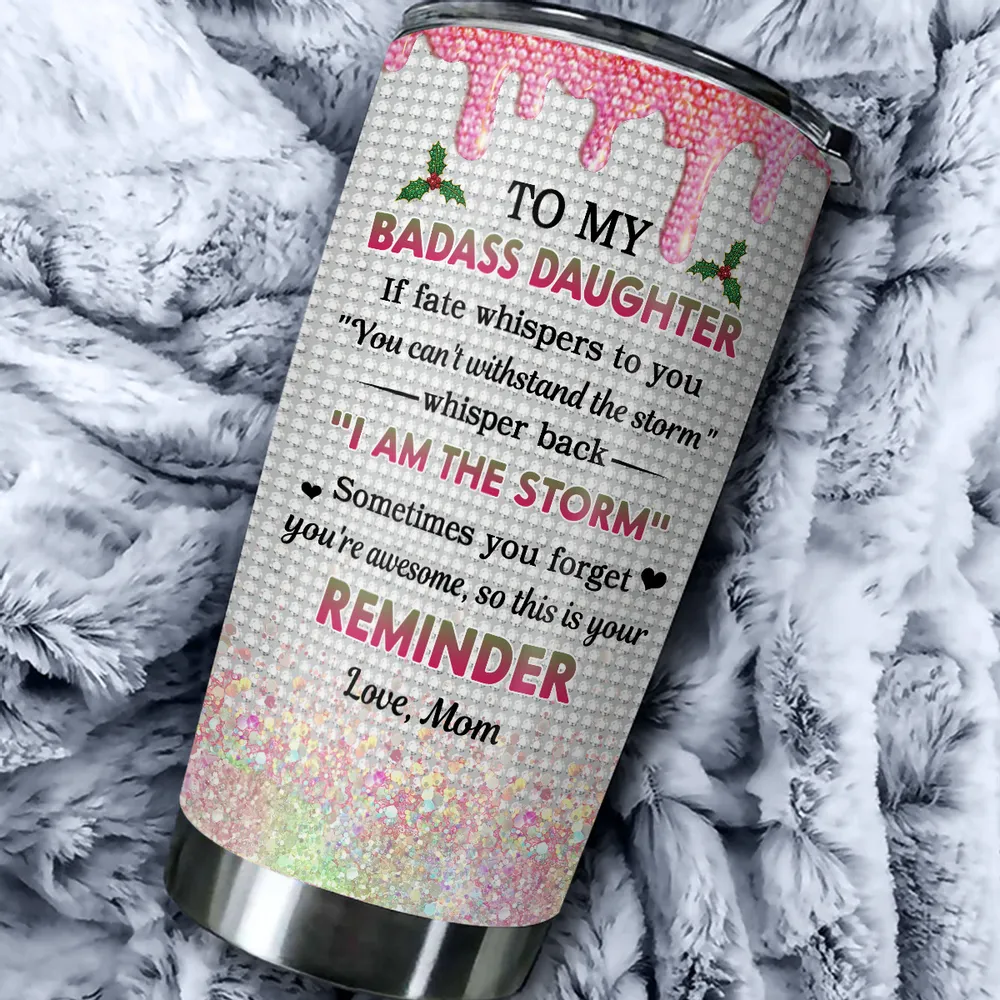 Personalized Insulated Travel Tumbler for Daughter from Mom – Empowering Quote, Bright Glitter Design, Unique Encouragement Gift - Image 3