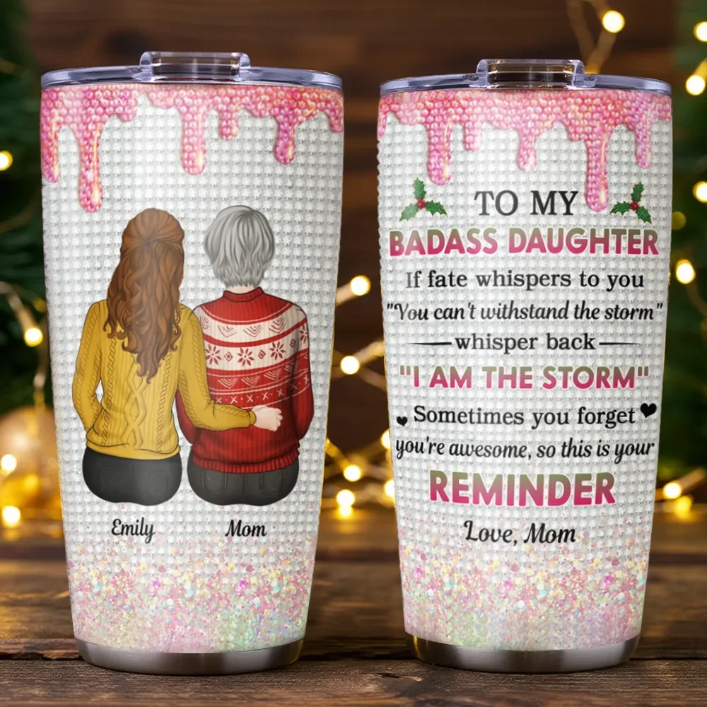 Personalized Insulated Travel Tumbler for Daughter from Mom – Empowering Quote, Bright Glitter Design, Unique Encouragement Gift - Image 5