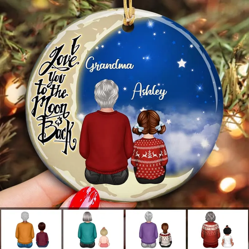 Personalized Ceramic Ornament for Grandma & Grandchild, I Love You to the Moon & Back, Unique Sentimental Gift & Lovely Home Decoration - Image 2