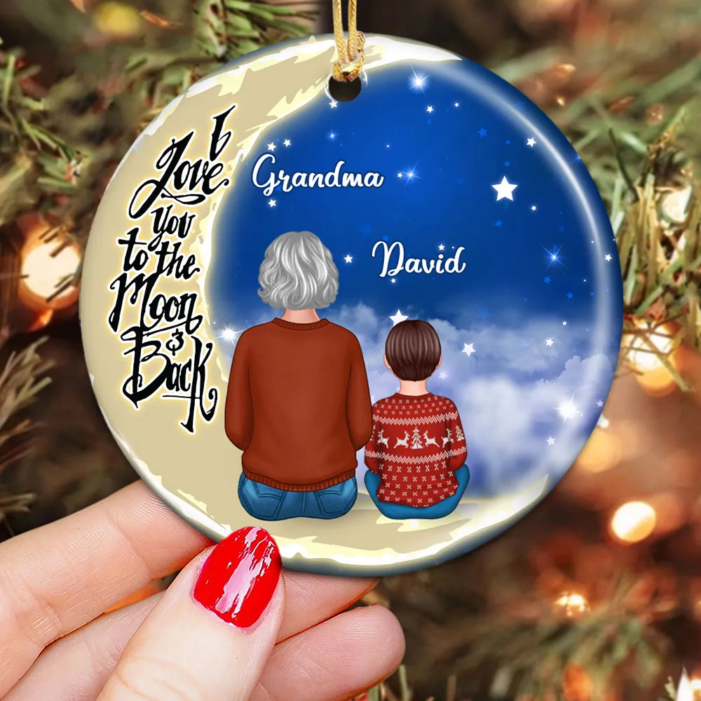 Personalized Ceramic Ornament for Grandma & Grandchild, I Love You to the Moon & Back, Unique Sentimental Gift & Lovely Home Decoration - Image 4