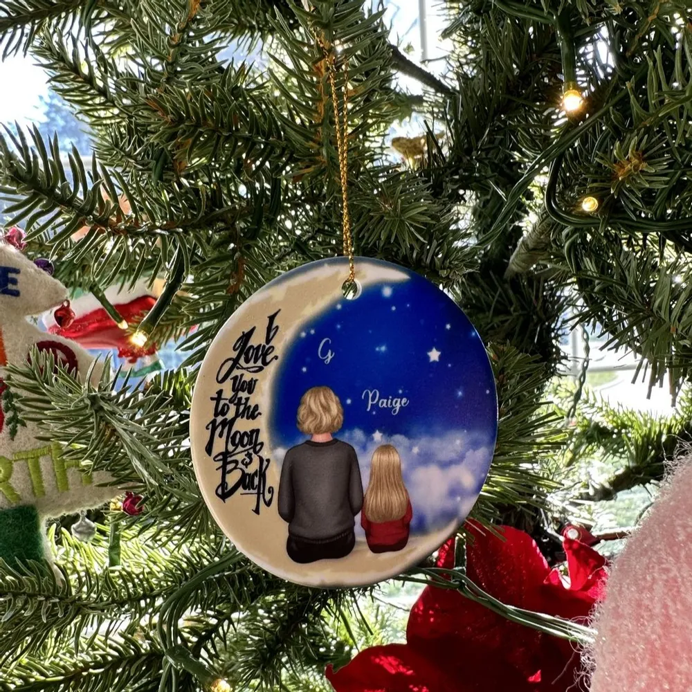 Personalized Ceramic Ornament for Grandma & Grandchild, I Love You to the Moon & Back, Unique Sentimental Gift & Lovely Home Decoration - Image 6