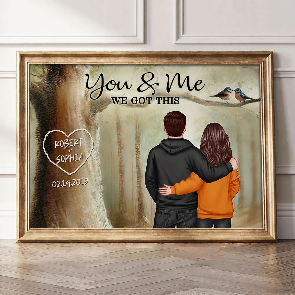 Personalized Couple Poster You & Me In Forest, Custom Names Art, Romantic Wall Decor, Unique Gift For Boyfriend, Girlfriend Or Spouse - Image 3