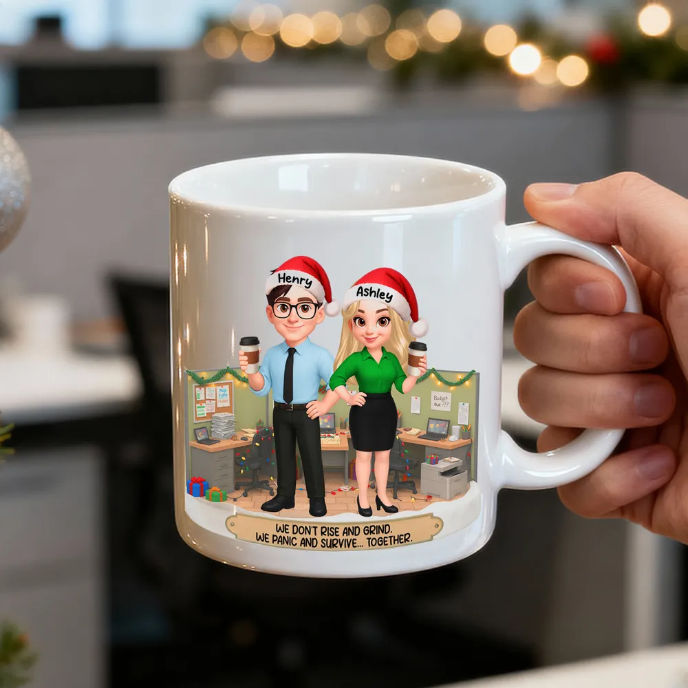 Personalized White Ceramic Mug for Coworkers β Funny Office Scene, Custom Work Besties, Unique Gift for Colleagues - Image 3