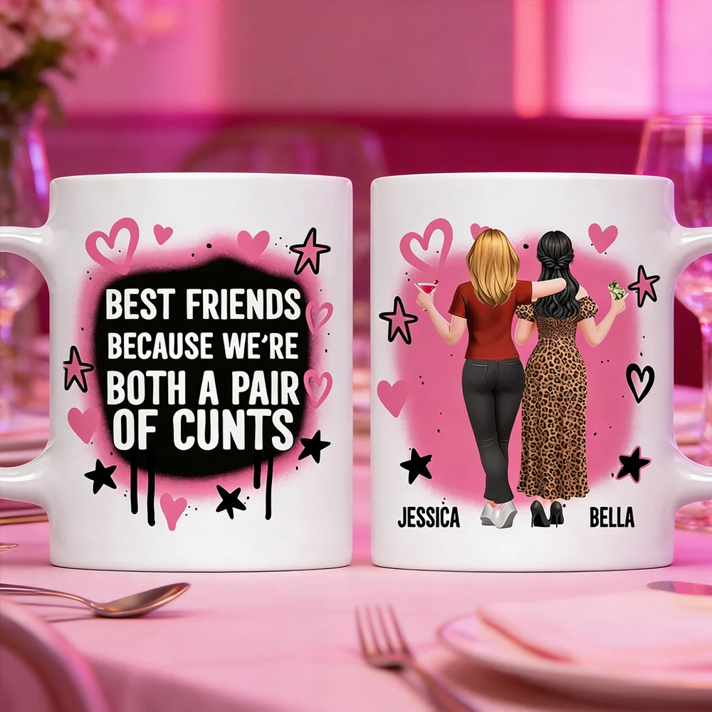 Personalized Best Friends Mug with Bold Funny Quote – Custom Characters, Unique Gift for Your Bestie