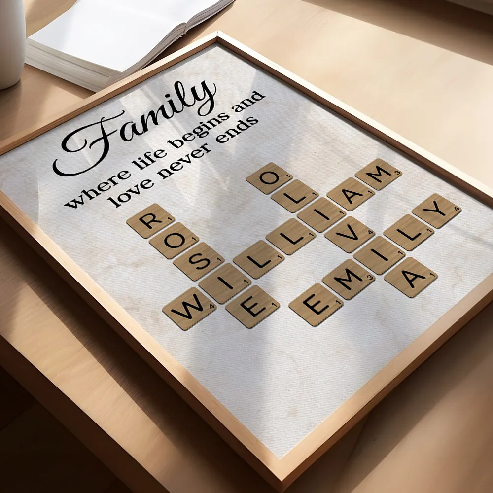 Family Where Life Begins and Love Never Ends Personalized Poster β Custom Crossword Wall Art, Heartfelt Gift for Any Home - Image 10