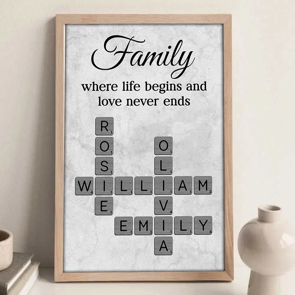 Family Where Life Begins and Love Never Ends Personalized Poster β Custom Crossword Wall Art, Heartfelt Gift for Any Home - Image 11