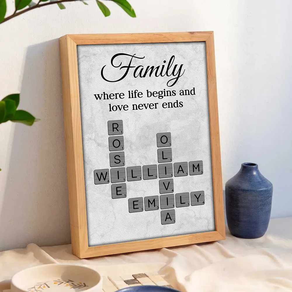 Family Where Life Begins and Love Never Ends Personalized Poster β Custom Crossword Wall Art, Heartfelt Gift for Any Home - Image 12