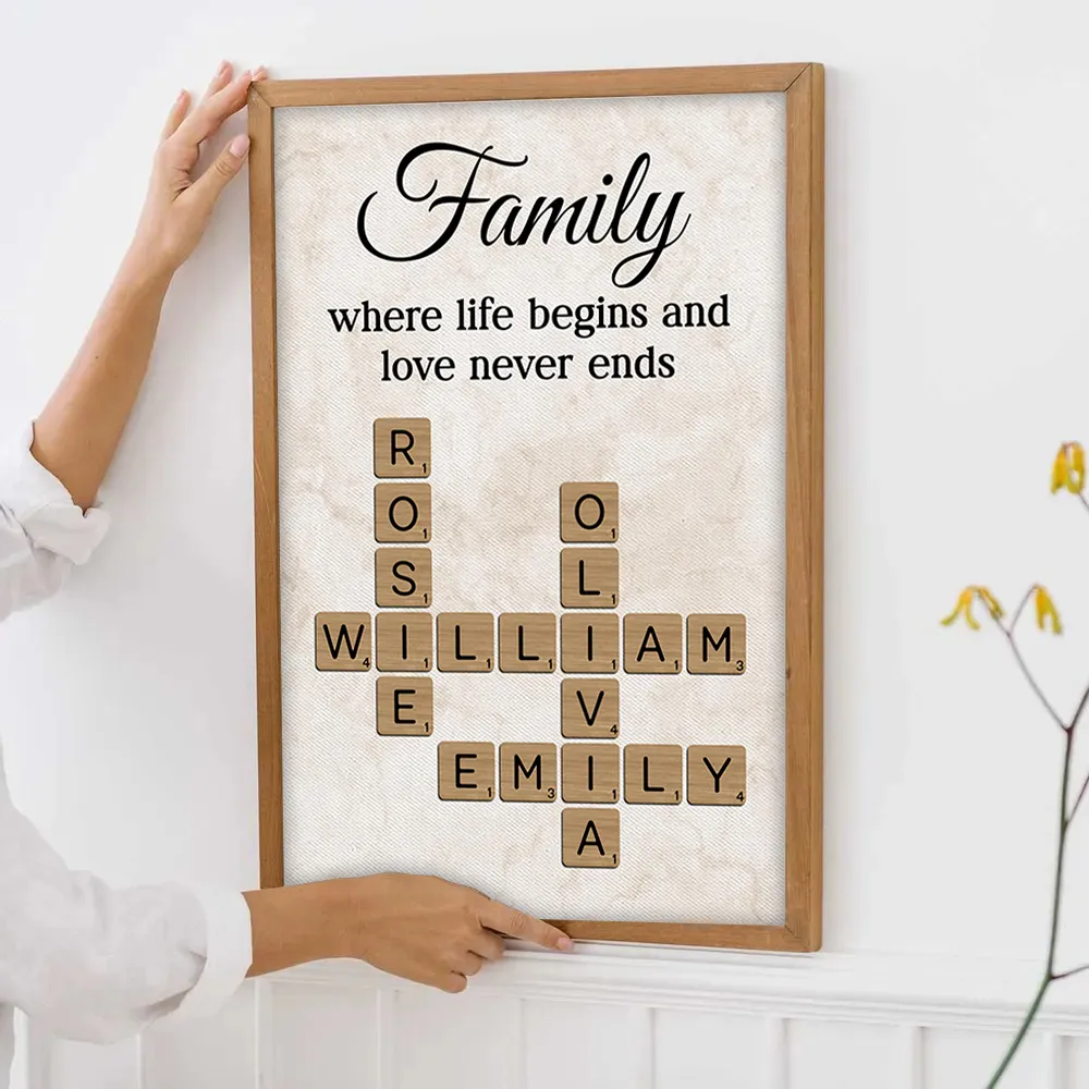 Family Where Life Begins and Love Never Ends Personalized Poster β Custom Crossword Wall Art, Heartfelt Gift for Any Home - Image 8