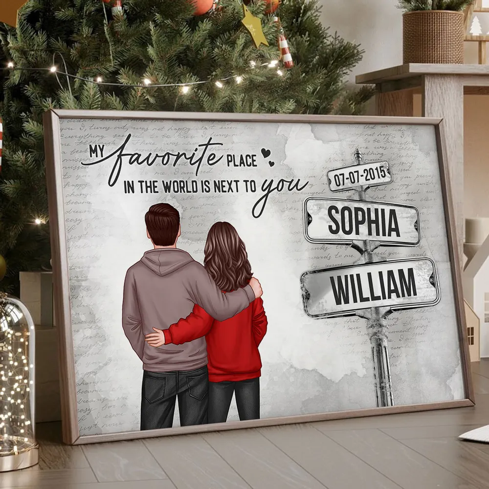 Custom Couple Poster Next to You Quote - Personalized Signpost Wall Art, Modern Romantic Gift for Partner - Image 8