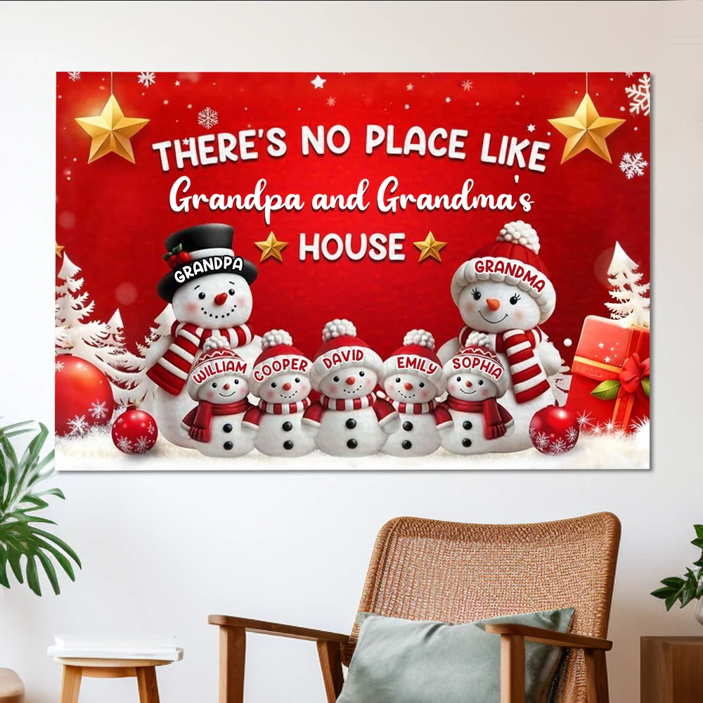 Custom Grandparents House Poster with Cute Snowman Family Vibrant Holiday Wall Art Thoughtful Personalized Christmas Gift