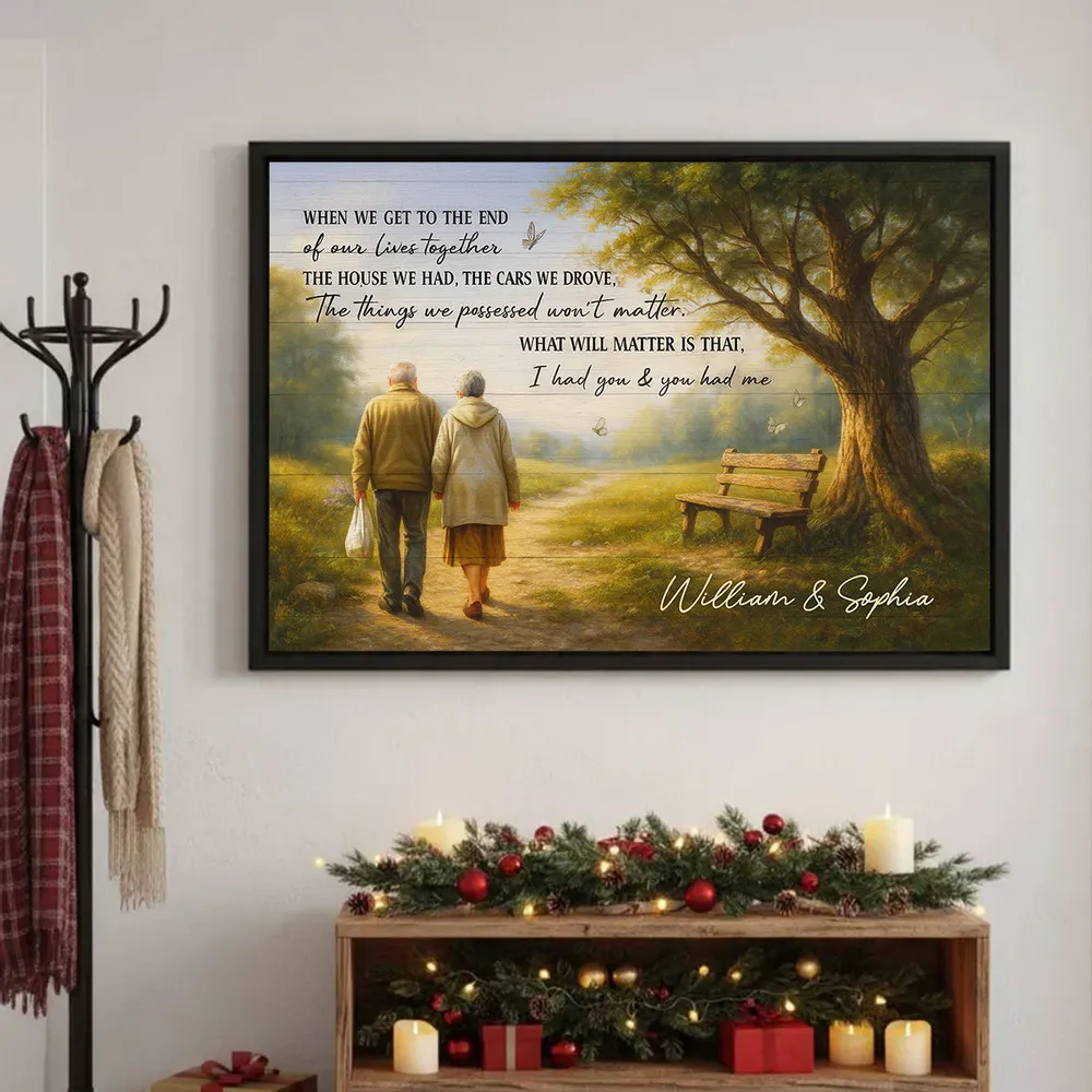 Custom Couple Poster Wall Art – Elderly Pair on Forest Path, Heartfelt Personalized Print, Romantic Keepsake Gift for Lifelong Partners - Image 3