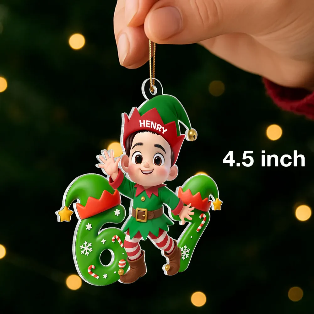 Personalized Christmas Elf Acrylic Ornament for Kids – Cute 6 7 Design, Festive Decor & Unique Holiday Gift - Image 2