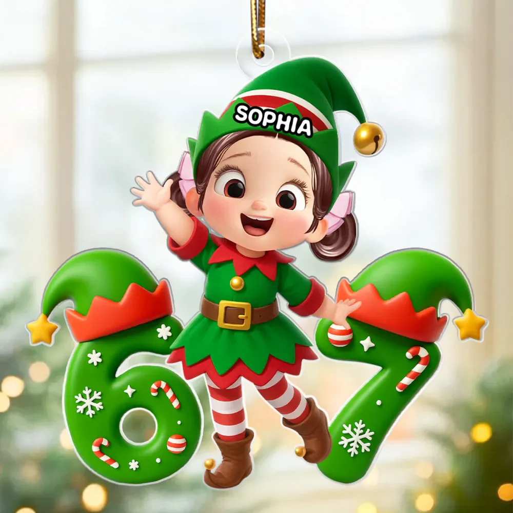 Personalized Christmas Elf Acrylic Ornament for Kids – Cute 6 7 Design, Festive Decor & Unique Holiday Gift - Image 3
