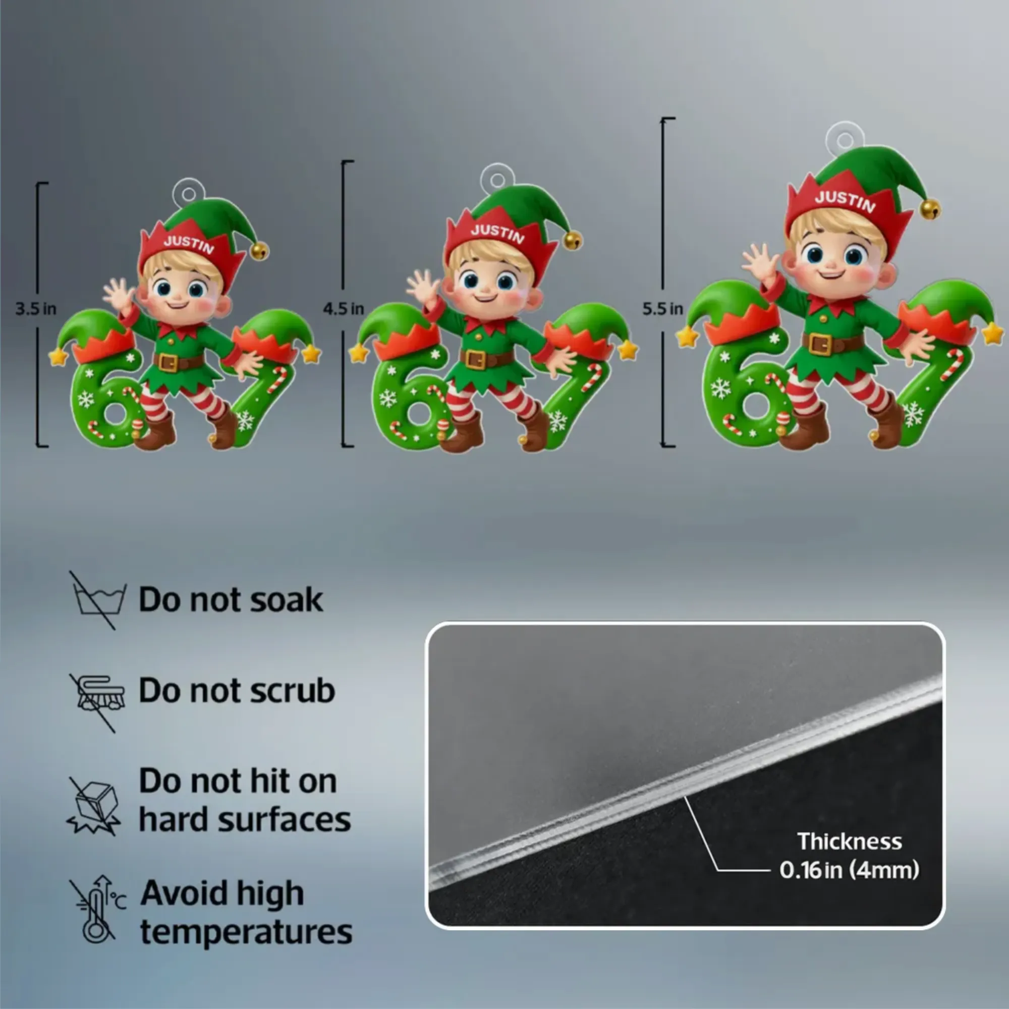 Personalized Christmas Elf Acrylic Ornament for Kids – Cute 6 7 Design, Festive Decor & Unique Holiday Gift - Image 4
