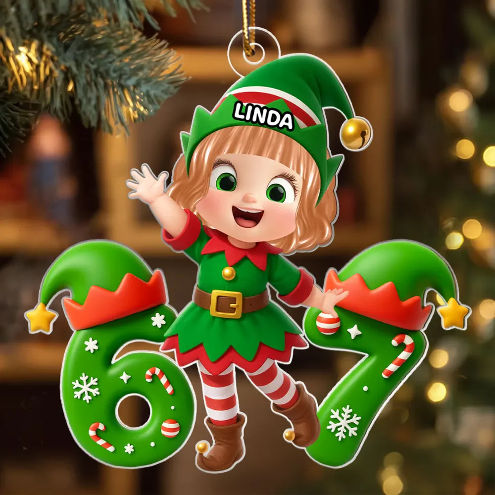 Personalized Christmas Elf Acrylic Ornament for Kids – Cute 6 7 Design, Festive Decor & Unique Holiday Gift - Image 6