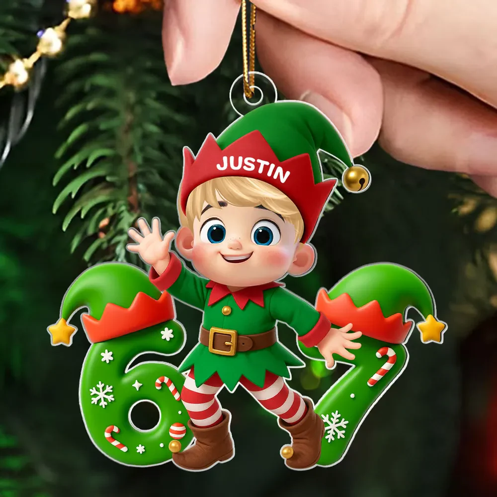 Personalized Christmas Elf Acrylic Ornament for Kids – Cute 6 7 Design, Festive Decor & Unique Holiday Gift - Image 7