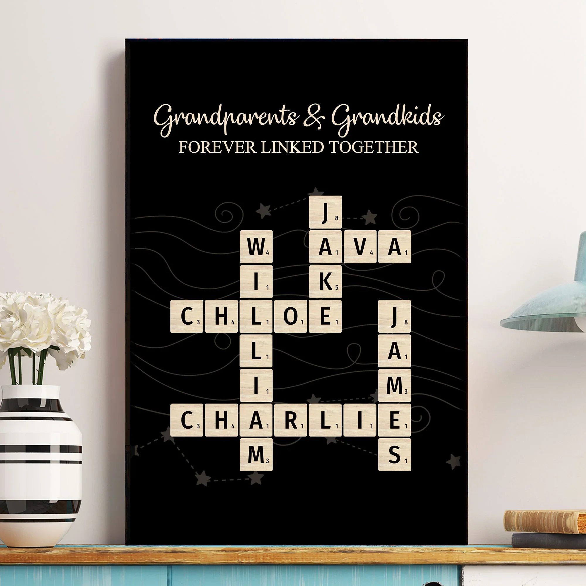 Personalized Grandparents & Grandkids Scrabble-Style Poster, Custom Family Names Wall Art, Heartwarming Gift - Image 5