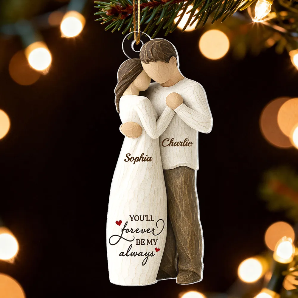 Personalized Acrylic Ornament Couple Hugging On Christmas Tree – Romantic Custom Gift For Him Or Her, A Favorite Place Is Next To You - Image 3