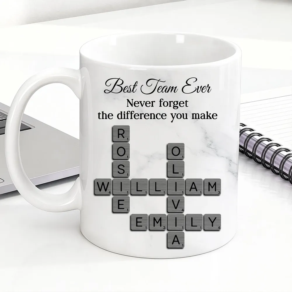 Personalized White Ceramic Mug for Team Members, Custom Name Design for Coworkers, Unique Appreciation Gift - Image 4