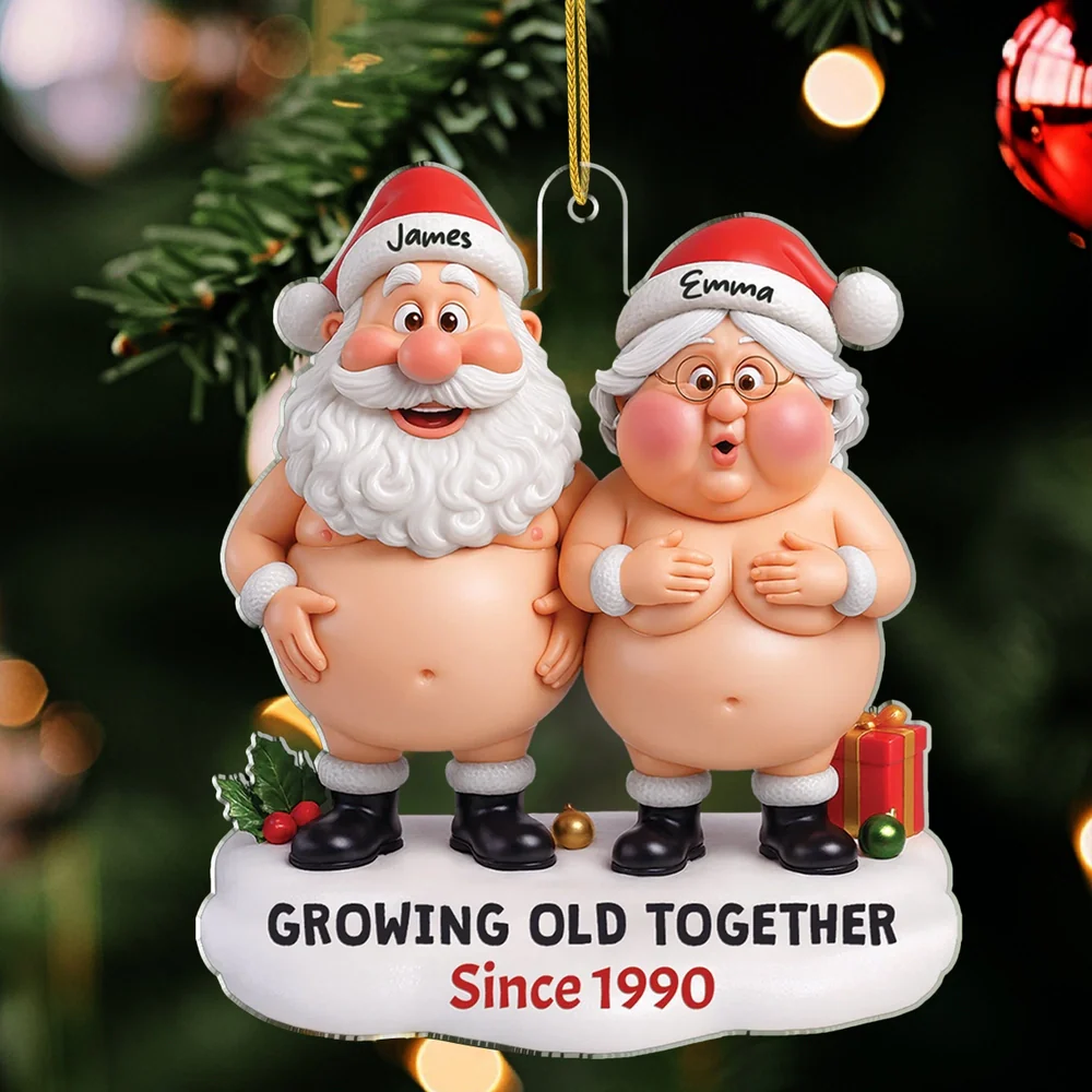Personalized Acrylic Ornament for Couples Growing Old Together, Funny Christmas Tree Decor, Unique Romantic Gift