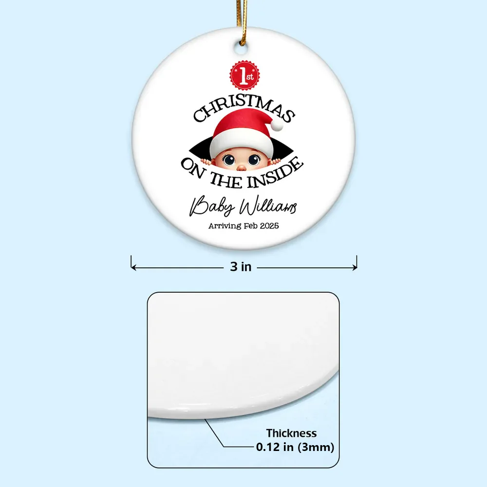 Personalized Christmas Ceramic Ornament for Expecting Parents, Baby Peeking Design, Unique Holiday Keepsake Gift - Image 4