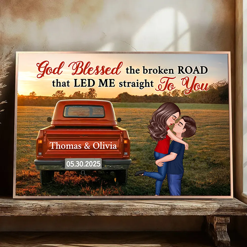 God Blessed the Broken Road Personalized Poster – Custom Hugging Couple Wall Art, Modern Home Decor and Heartfelt Gift for Him or Her - Image 11