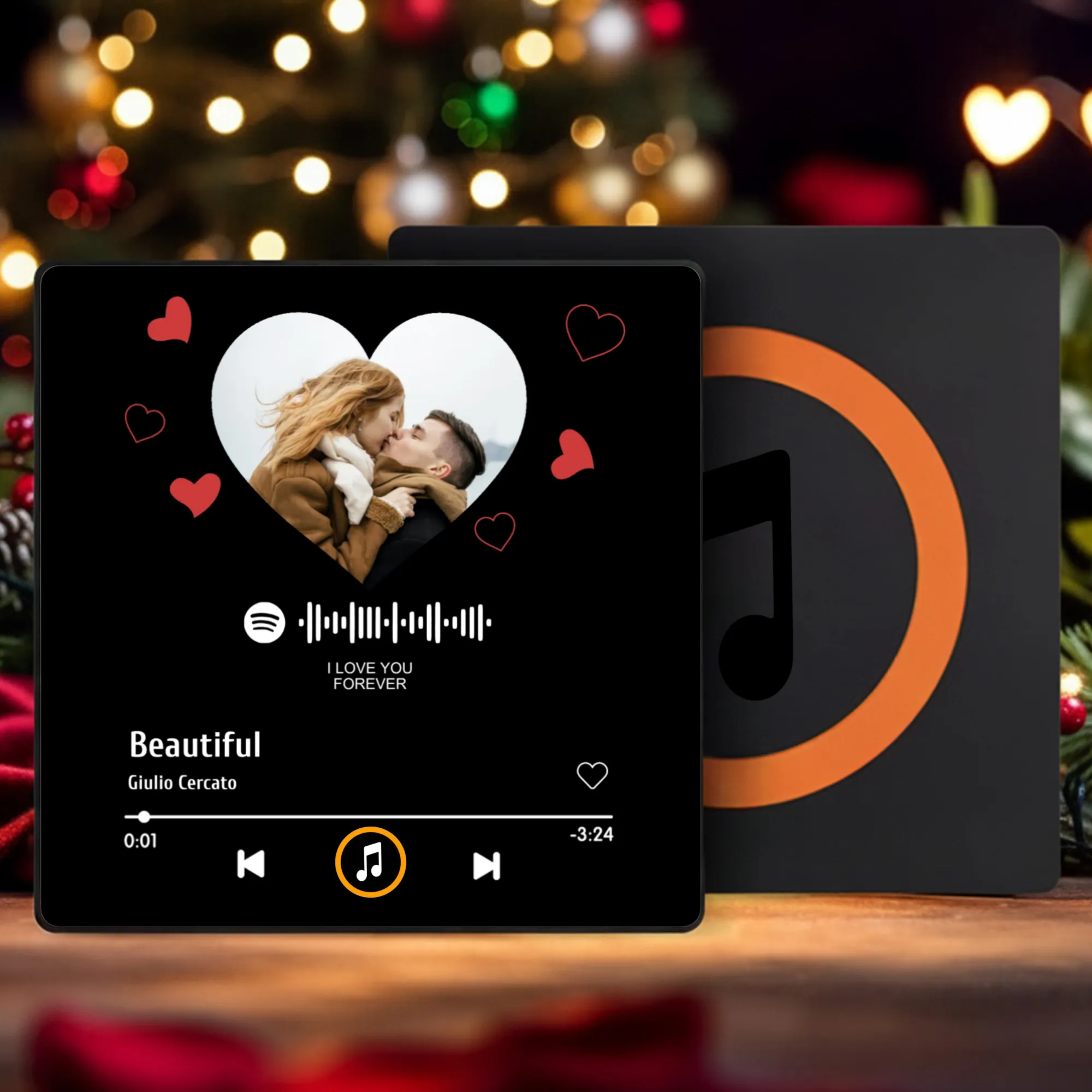 Personalized Couple Acrylic Music Magnet with Photo & Song Design – Romantic Fridge Decor & Unique Gift for Partner