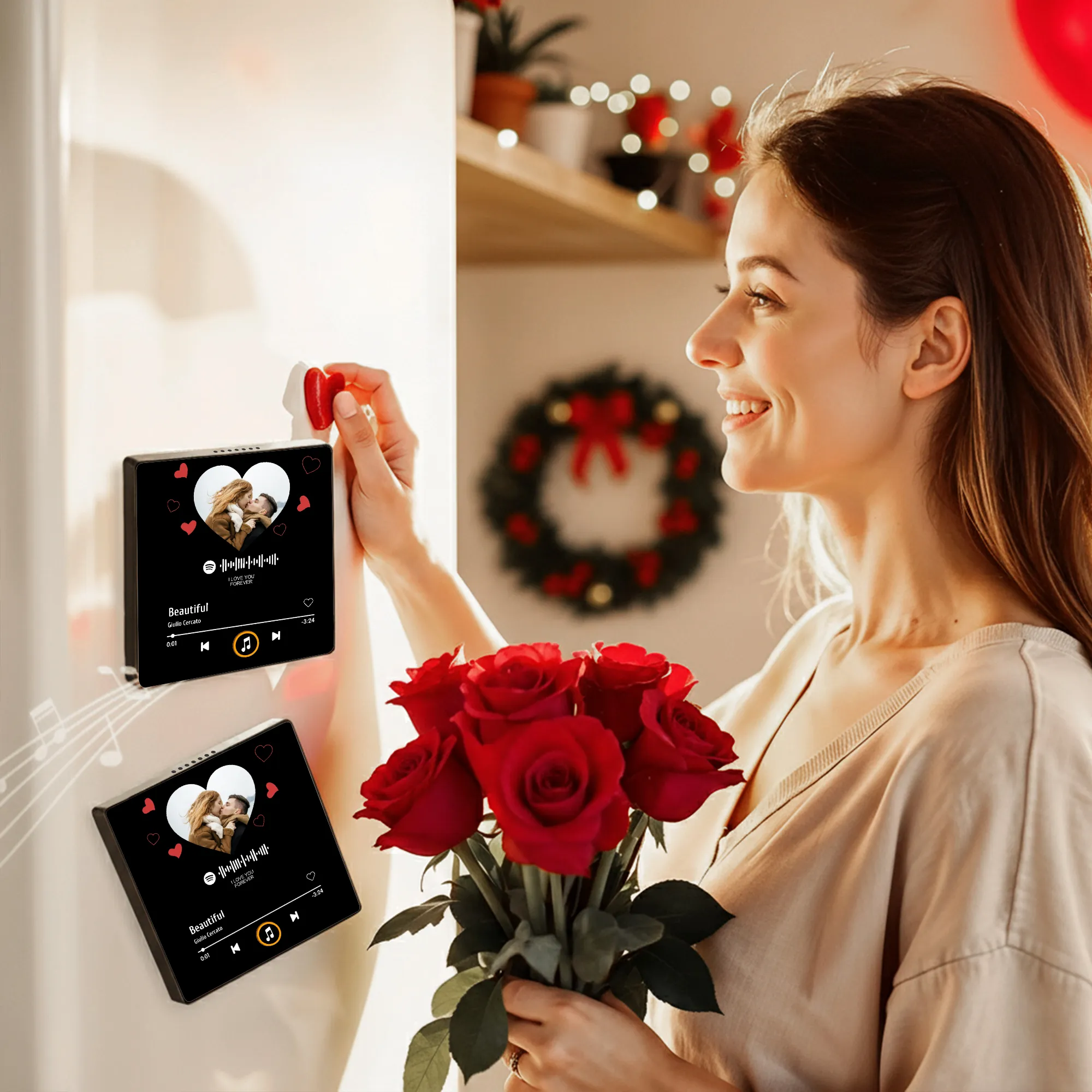 Personalized Couple Acrylic Music Magnet with Photo & Song Design – Romantic Fridge Decor & Unique Gift for Partner - Image 3