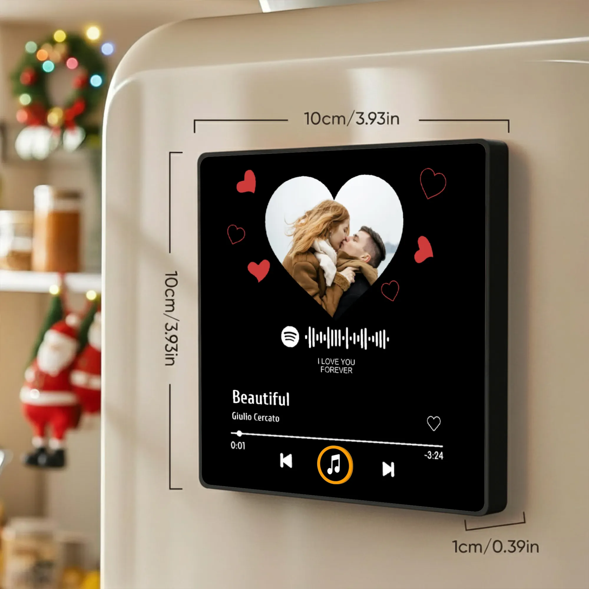 Personalized Couple Acrylic Music Magnet with Photo & Song Design – Romantic Fridge Decor & Unique Gift for Partner - Image 4