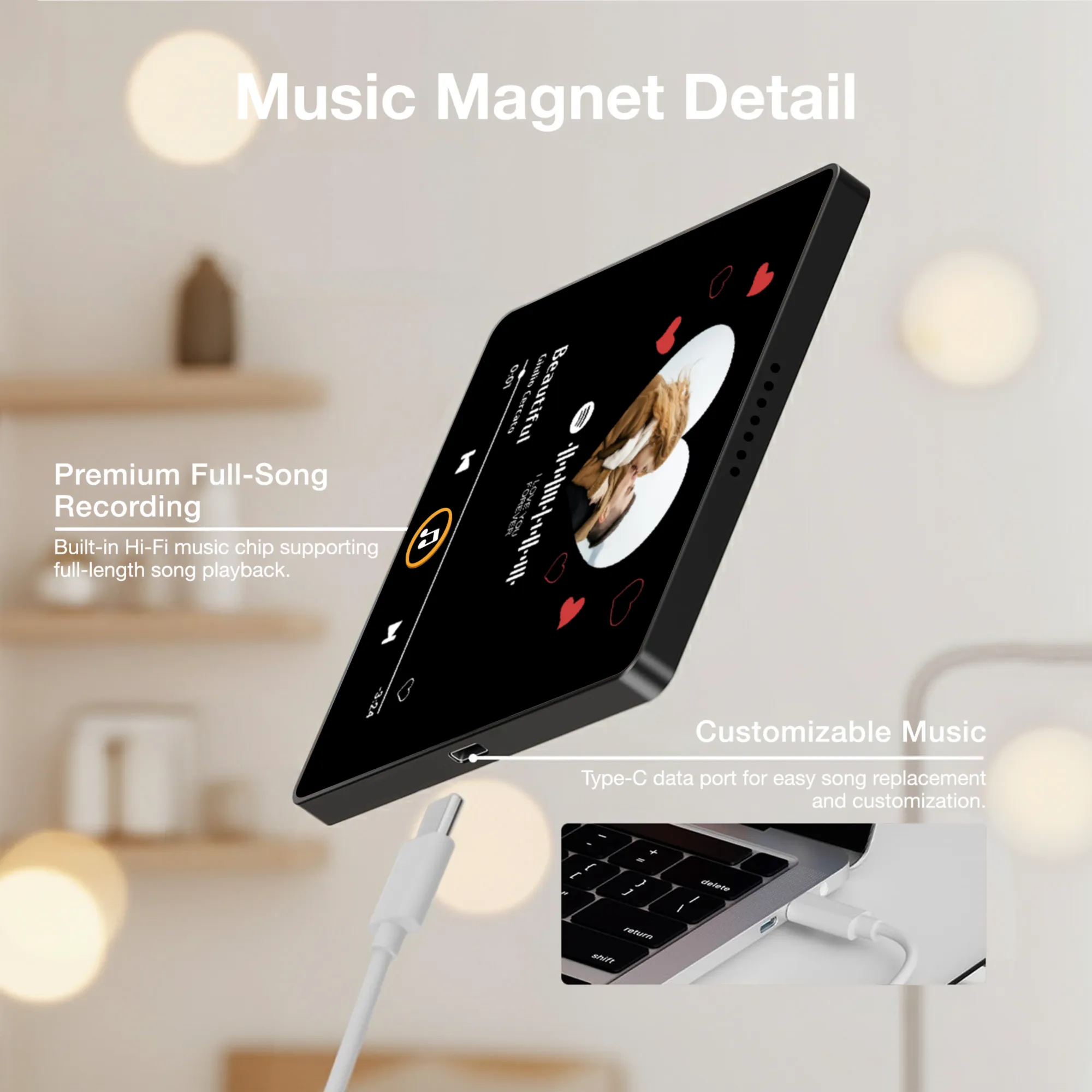 Personalized Couple Acrylic Music Magnet with Photo & Song Design – Romantic Fridge Decor & Unique Gift for Partner - Image 5