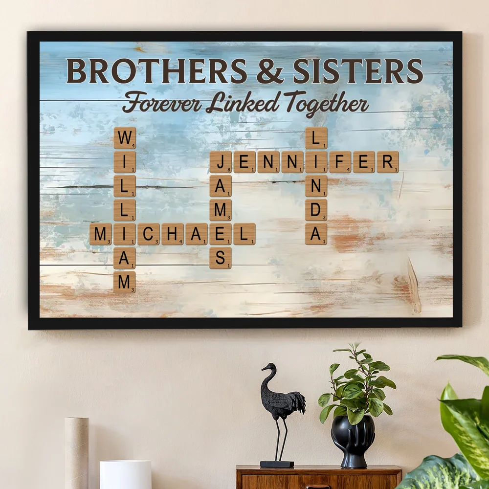 Personalized Brothers & Sisters Poster – Custom Name Crossword Wall Art, Heartwarming Sibling Gift & Unique Home Decor - Image 2